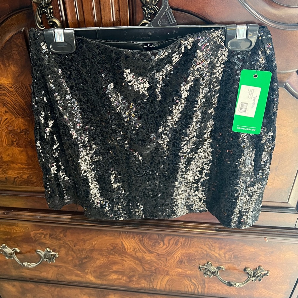 Tipsy Elves Black Sequin Mini Skirt